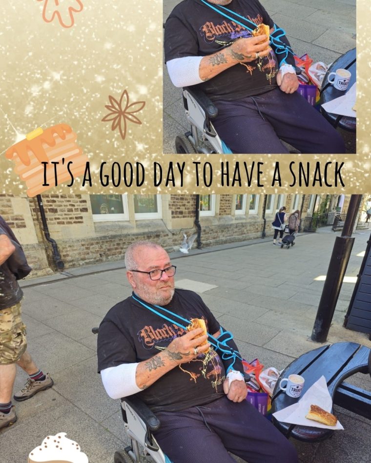 Resident enjoying snack during outing