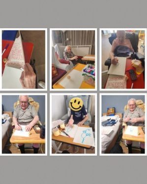 Seniors enjoying creative craft activity