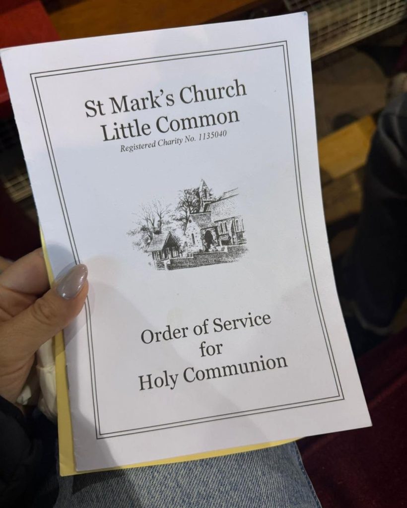Order of Service booklet for Holy Communion at St Mark’s Church.